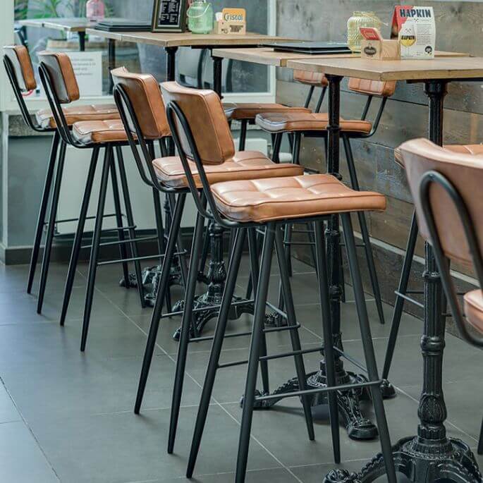 Tabouret de bar vintage en métal et polyuréthane, par lot de deux